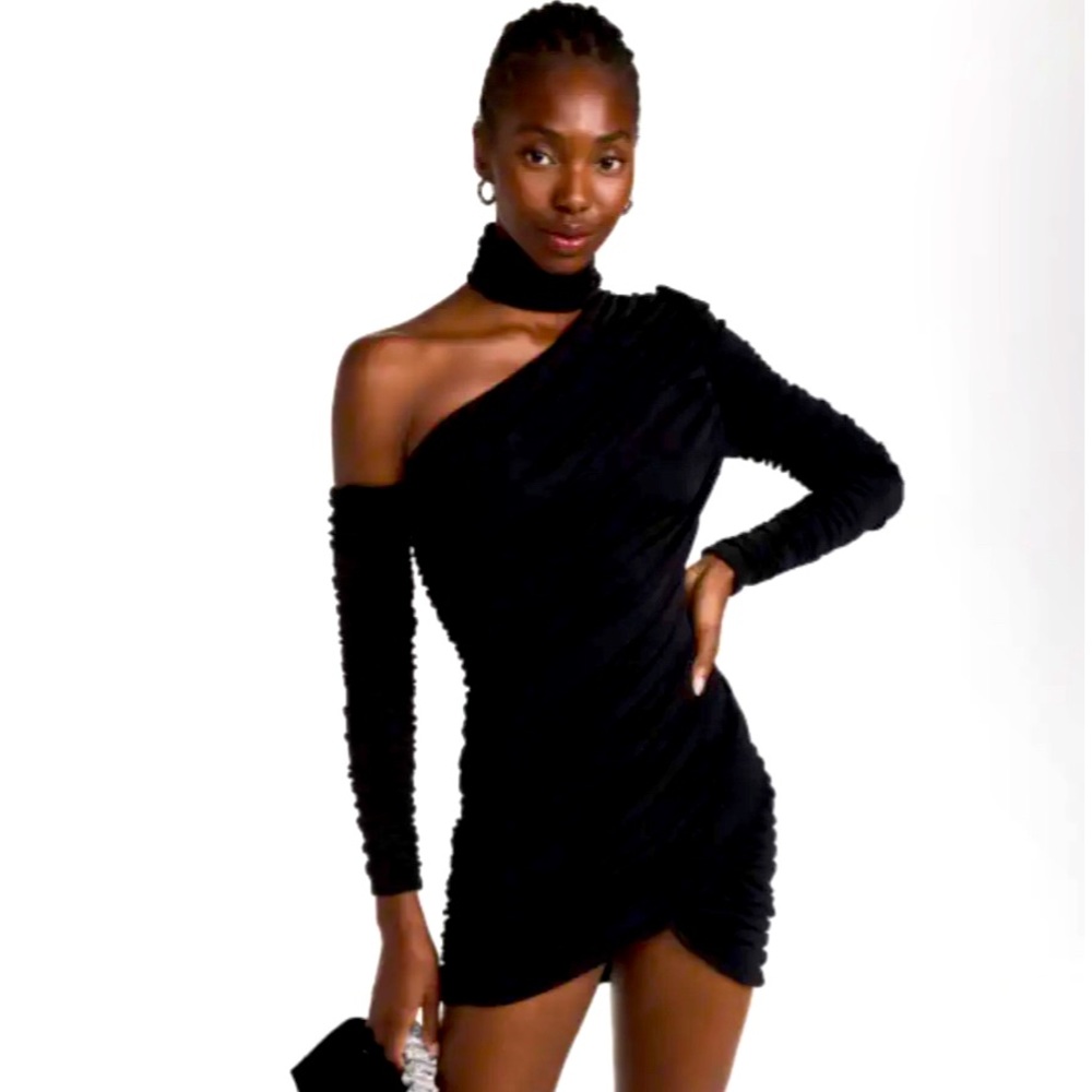Aliette Off Shoulder mock neck Mini dress